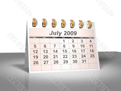 July 2009 Desktop Calendar.