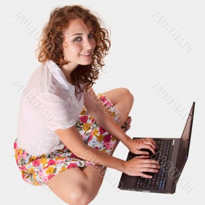 Casual woman on laptop