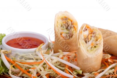 Spring roll with chilli sauce