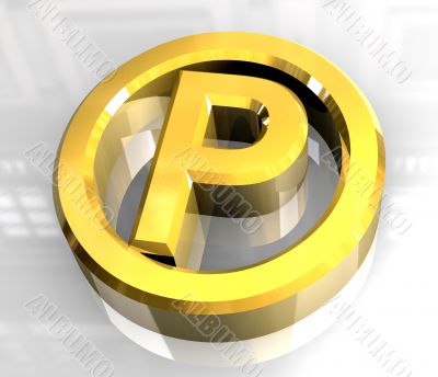 parking symbol in gold