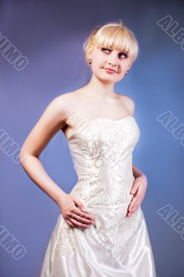blonde woman in wedding dress