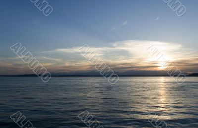Sunset and mountains in the distance