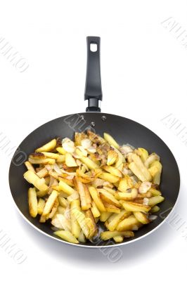 fried potatoes in griddle