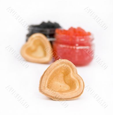 heart; red and black caviar