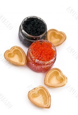 heart; red and black caviar