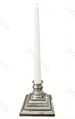 Silver Candlestick with Candle