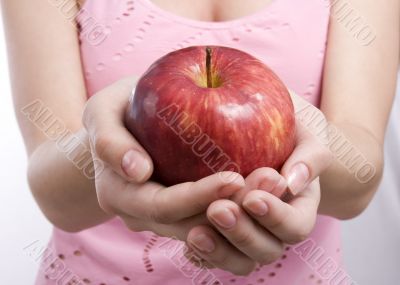 Woman with apple.