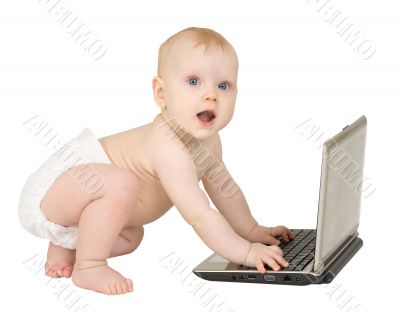 Baby and laptop