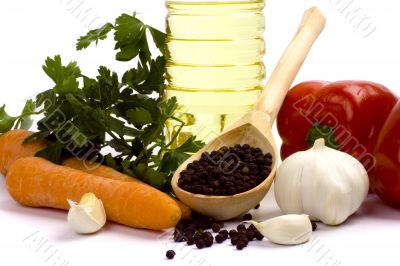 vegetables and oil closeup