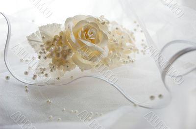 Lace fabric with flowers and beads