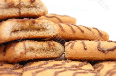 The front view on cookies on a white background