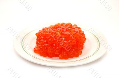 Red caviar on plate