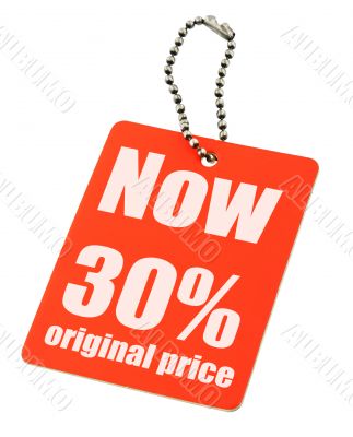 Sale tag on white background