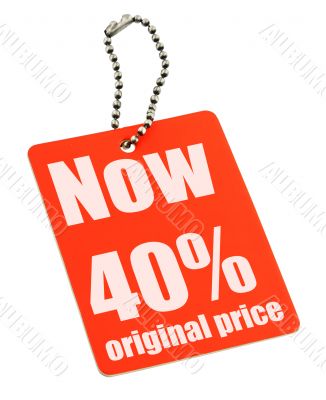 Sale tag on white