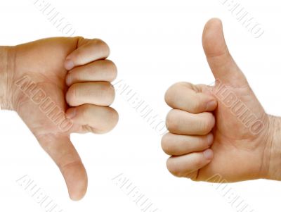 Two hands showing each other
