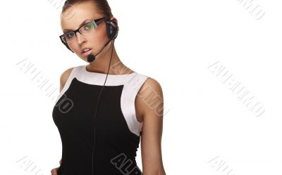 Nice hotline operator with headset