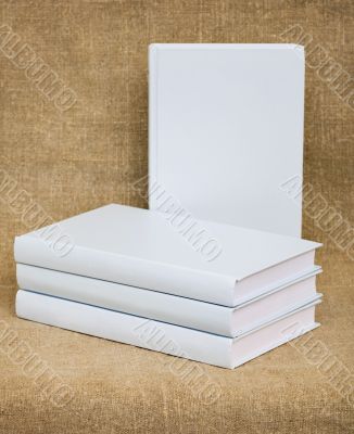 White books on the textile background