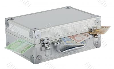 Money suitcase aluminum with Euro Money