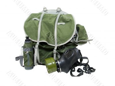 Gas mask and backpack