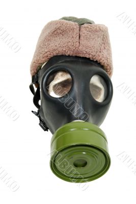 Gas mask and military hat