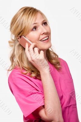 Nurse talking on phone