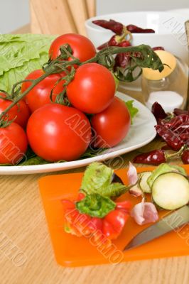 Tomatoes and vegetables