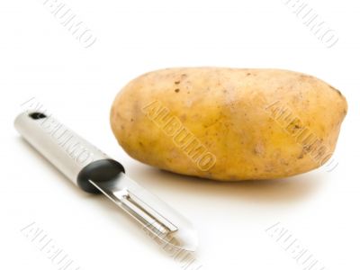 potato with knife