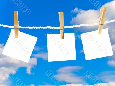 blanks white note against the blue sky