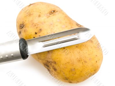 potato with knife