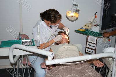 The Medical treatment at the dentist office