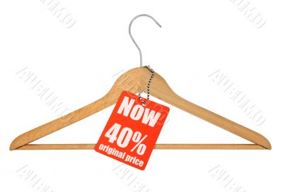 coat hanger sale tag on white