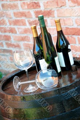 Wine over wood barrel