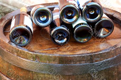 Wine over wood barrel