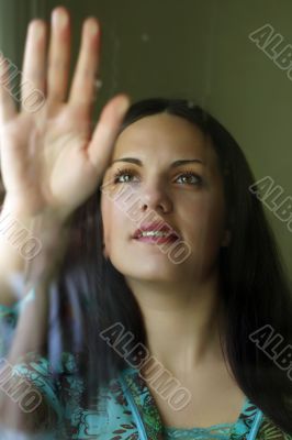 The girl behind glass