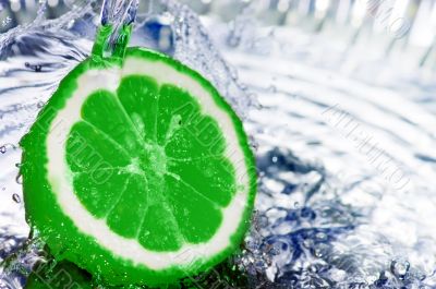 fresh water drops on lemon