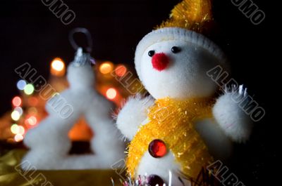 Christmas snowman and tree