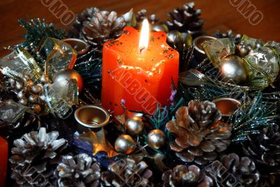 Burning christmas candle