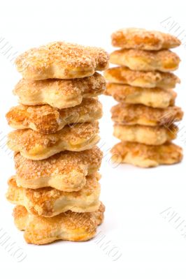 two stacks of cookies