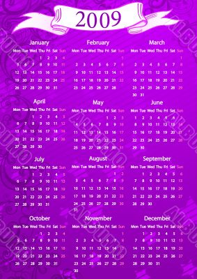 Vector European pink floral calendar