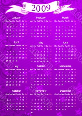 Vector European pink floral calendar