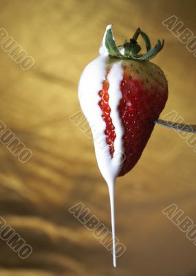 Fresh strawberry with cream