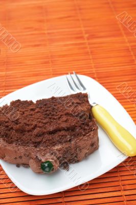 Slice of chocolate cake