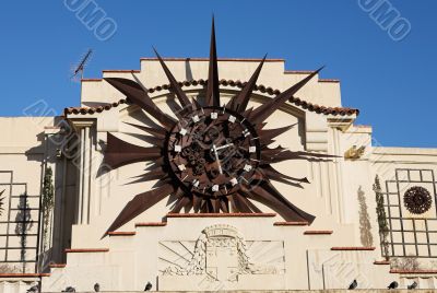Clock on building in Antibes