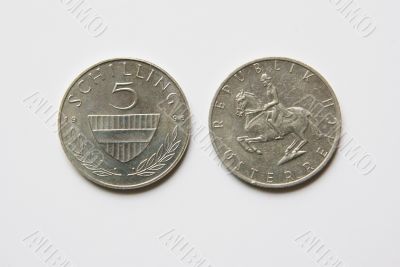 Austrian 5 Schilling coins