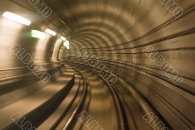 Metro tunnel, blurred motion