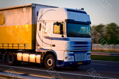 Freight truck on move