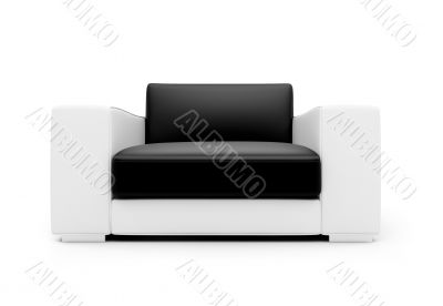 Black and white color armchair isolated view