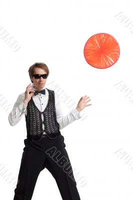 Performer show his juggler ability