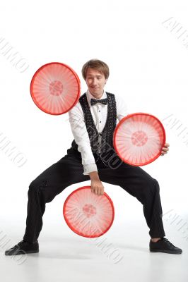 Performer show his juggler ability