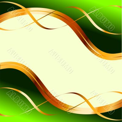 Green background with gold ribbons